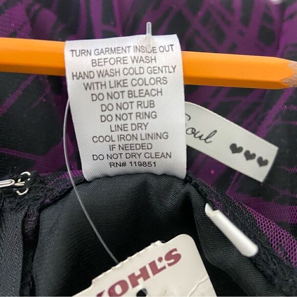 NWT Purple Black Mesh Babydoll Dress Whimsigoth Y2K Tie Waist Vamp Fairy Grunge - Picture 6 of 14